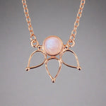 Rose Gold Moonstone Lotus Necklace - womens jewellery by indie and harper