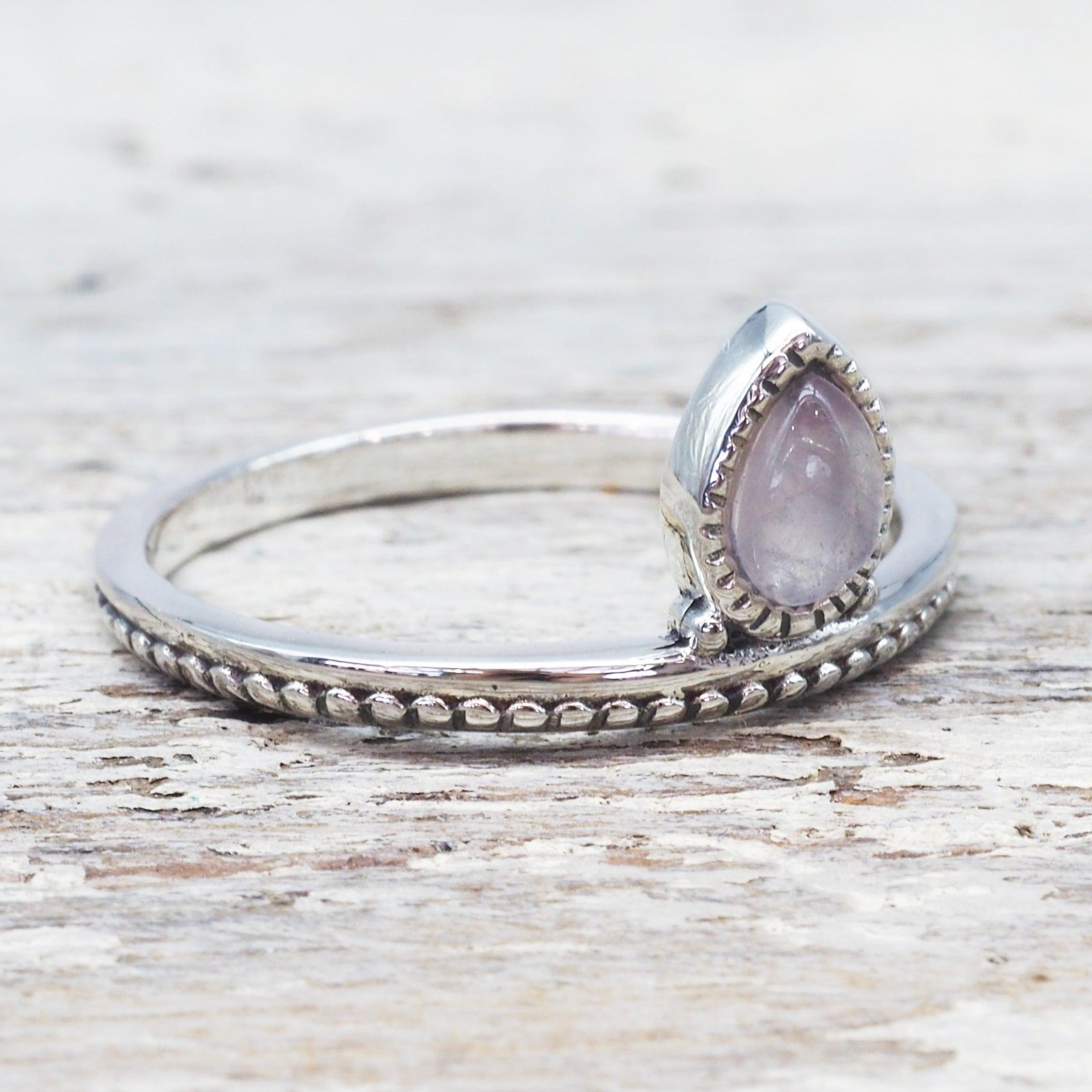 Rose Quartz Petal Ring - womens jewellery by indie and harper