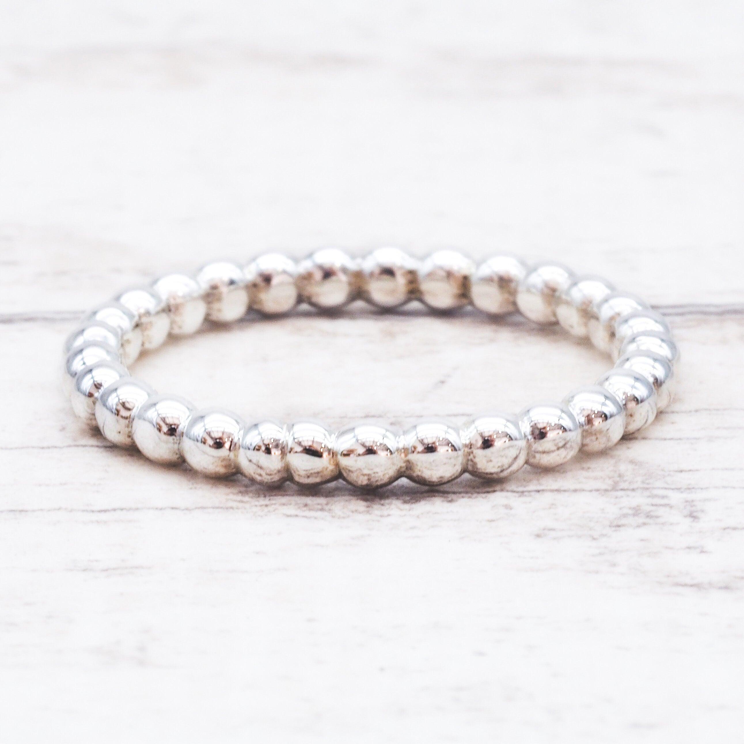 Silver Beaded Band Ring - womens jewellery by indie and harper