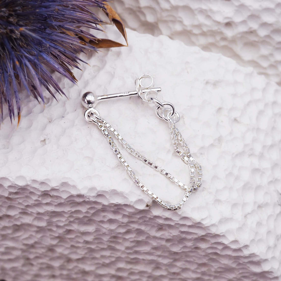 Silver Chain Stud Earrings - womens jewellery by indie and harper