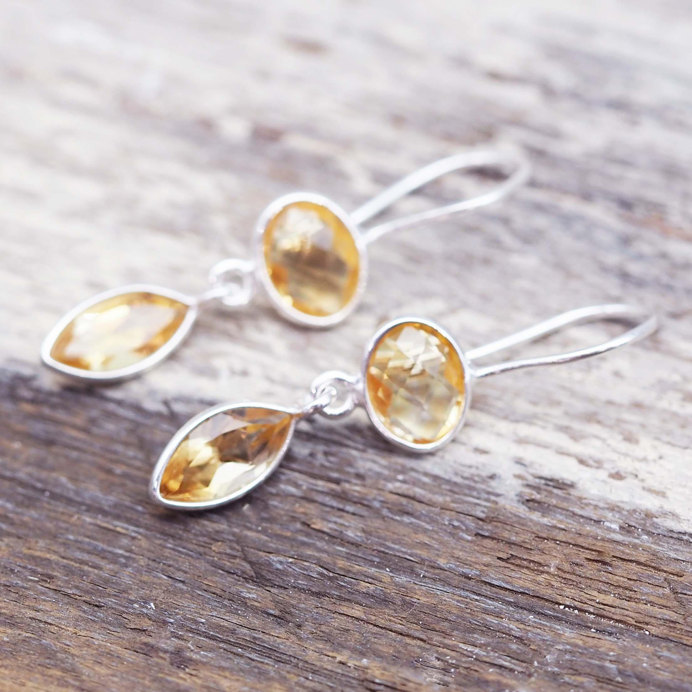 Silver Citrine Drop Earrings - womens jewellery by indie and harper