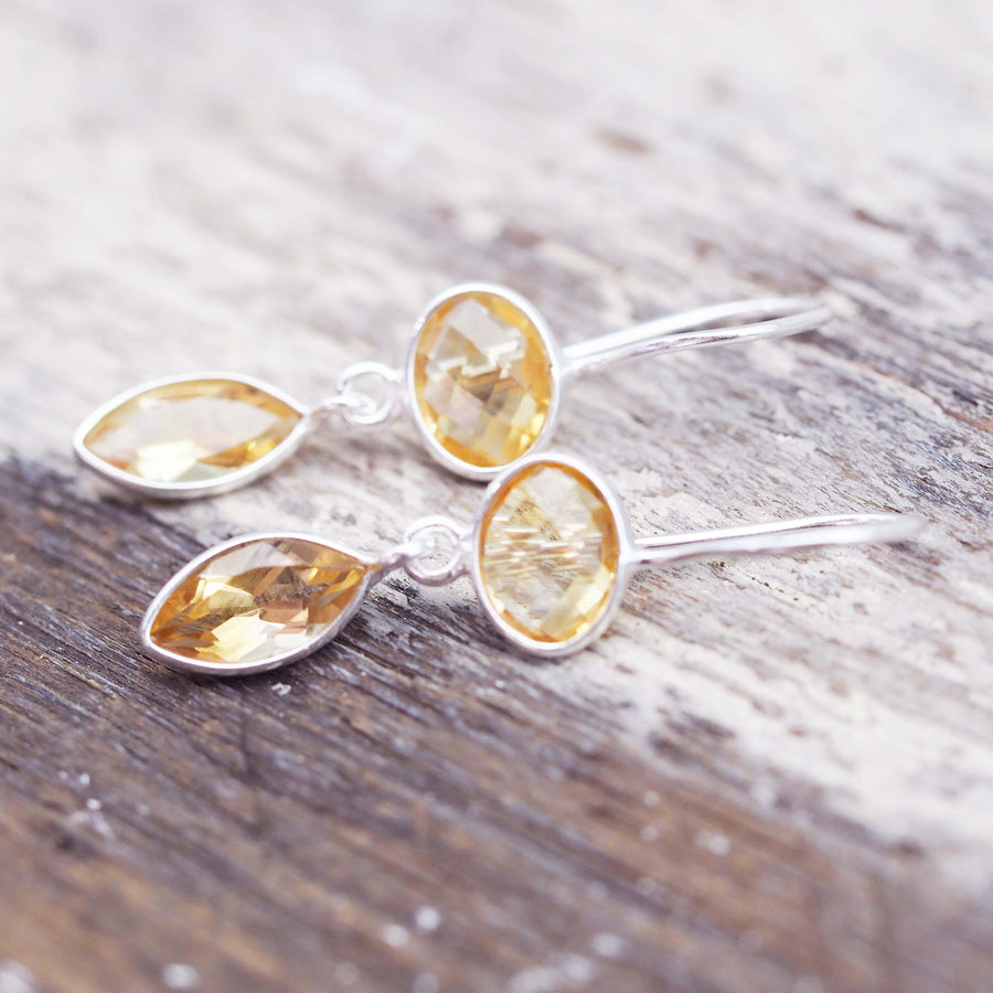 Silver Citrine Drop Earrings - womens jewellery by indie and harper
