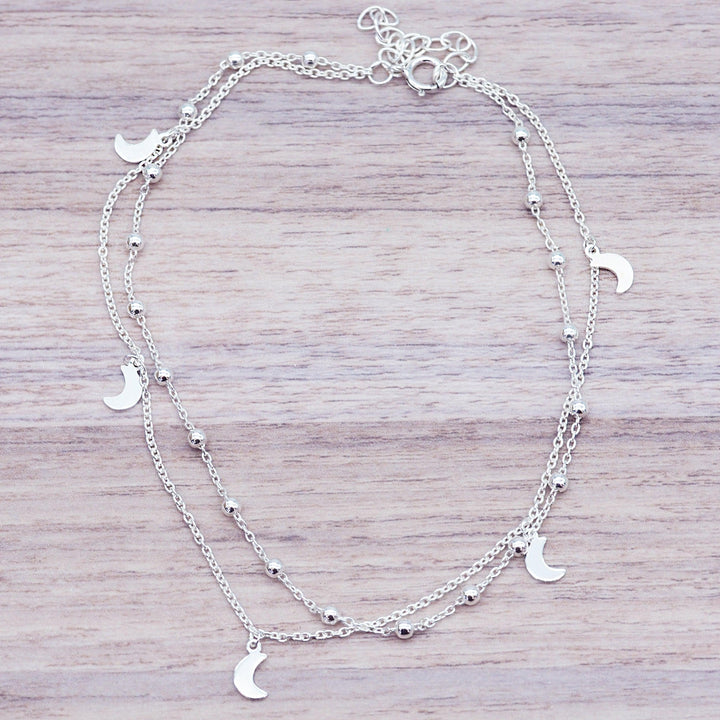 Sterling Silver Anklet with dainty crescent moons - womens Sterling silver jewellery Australia