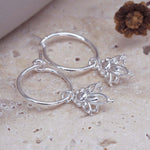 Silver Dainty Lotus Hoop Earrings - womens jewellery by indie and harper
