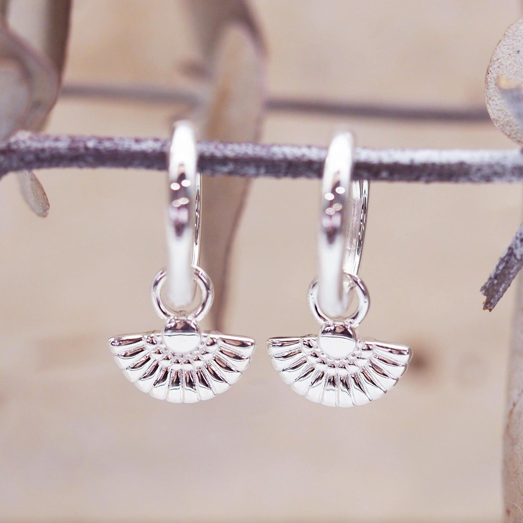 Silver Fan Hoops - womens jewellery by indie and harper