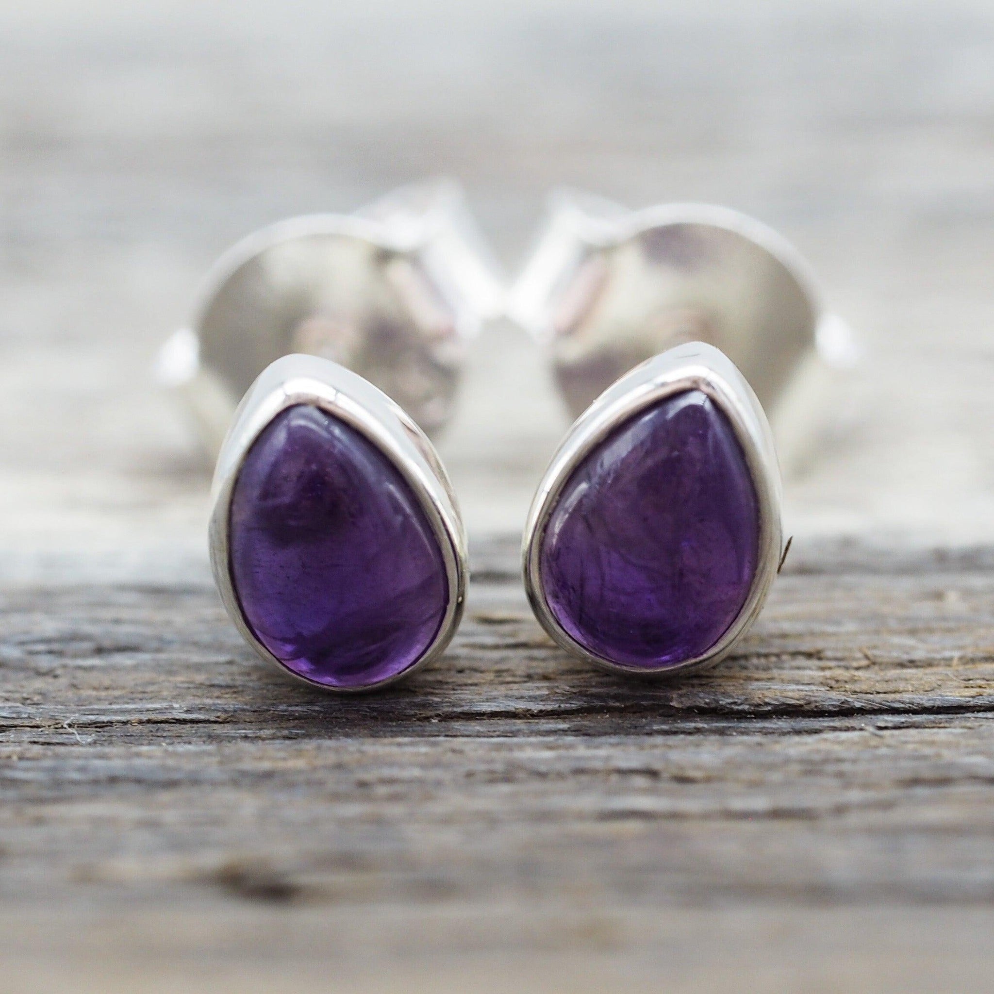 silver February Birthstone Amethyst earrings by indie and harper australia