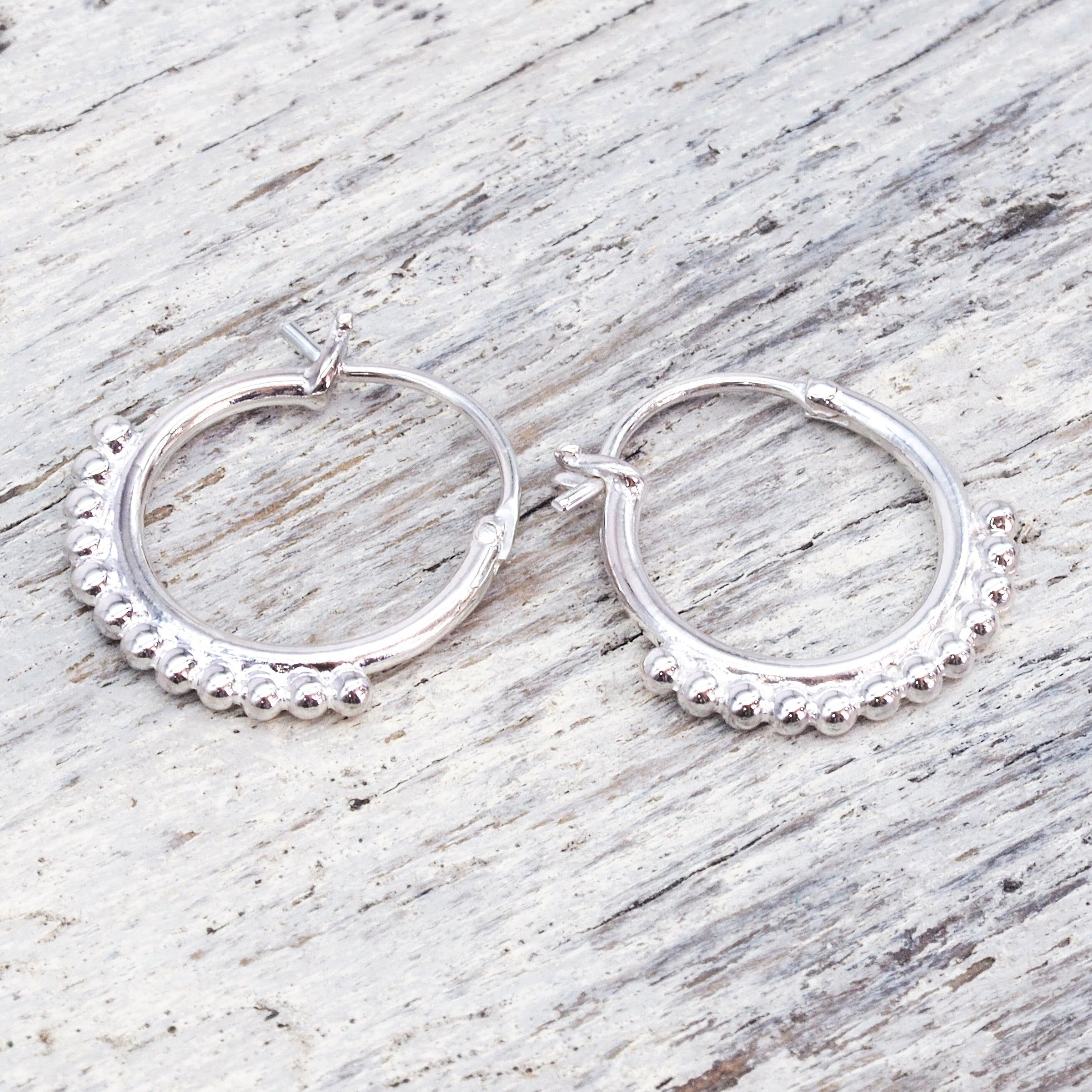 Silver Half Beaded Earrings - womens jewellery by indie and harper