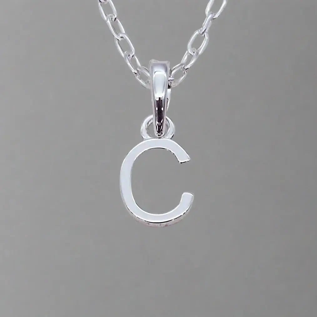 silver initial c necklace - sterling silver initial necklaces by indie and harper australia