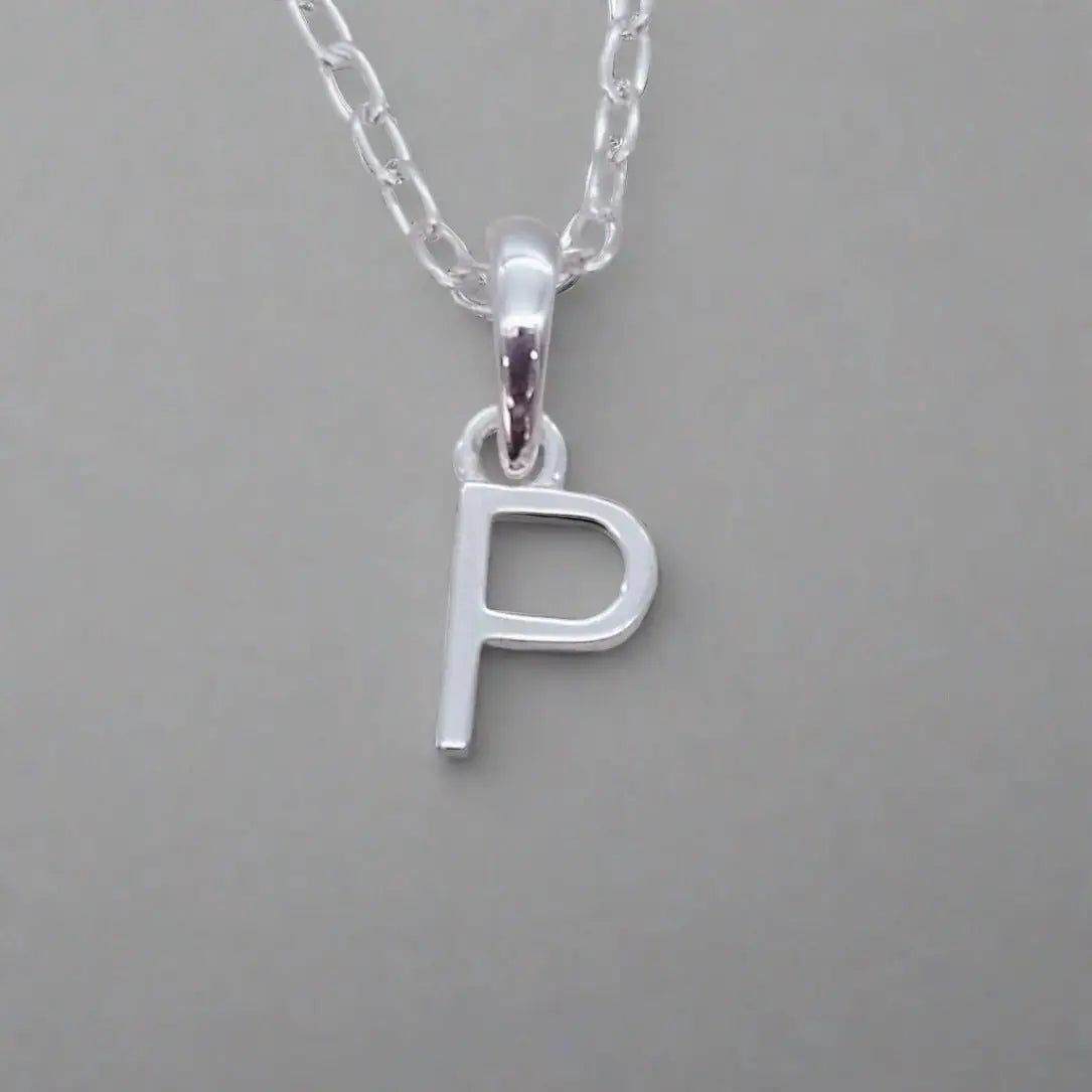 silver initial p necklace - sterling silver initial necklace by indie and harper australia