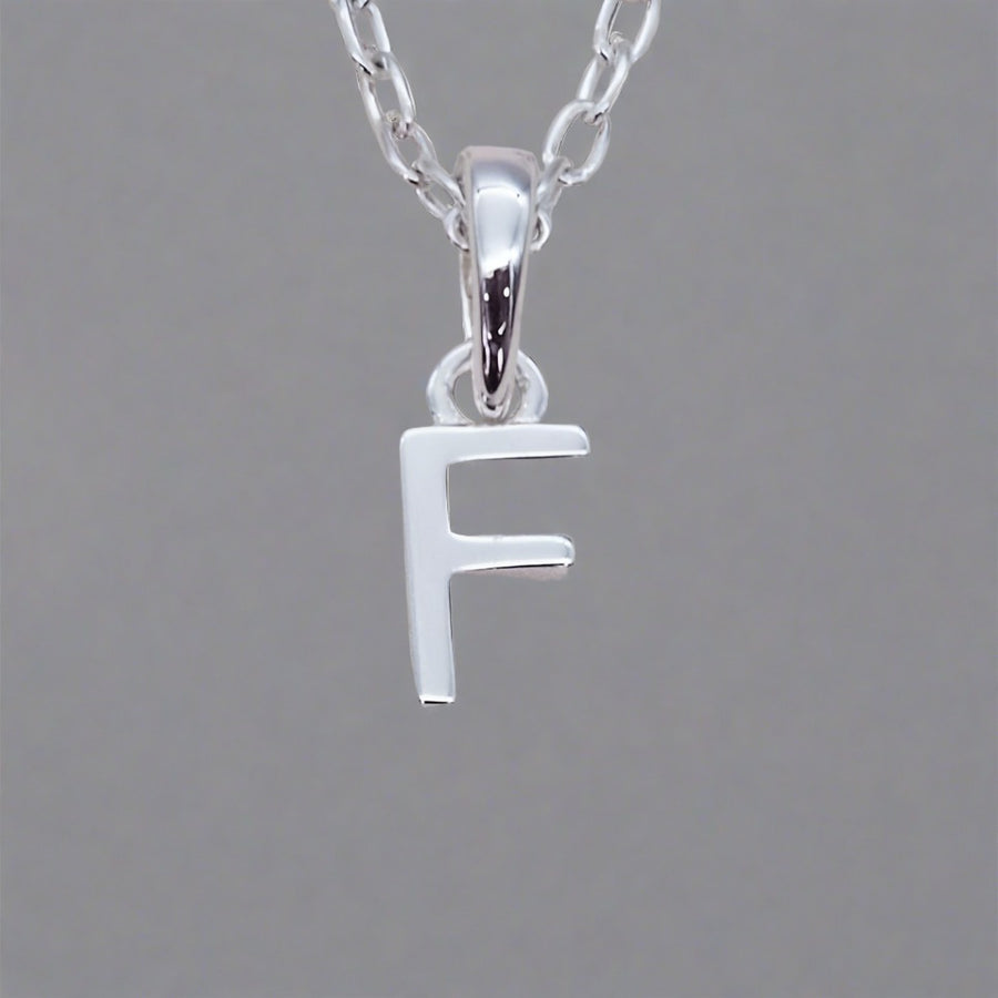 Sterling Silver Initial F Necklace - womens initial necklaces Australia 