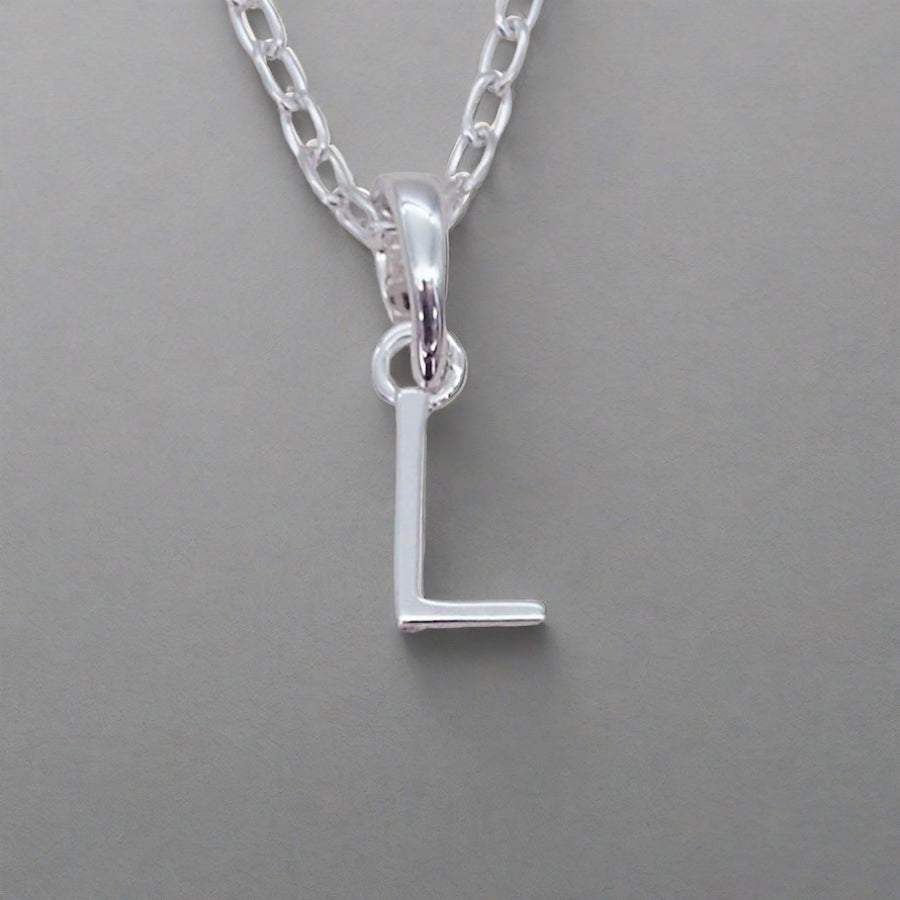 Sterling Silver Initial l pendant Necklace - Sterling silver initial necklaces