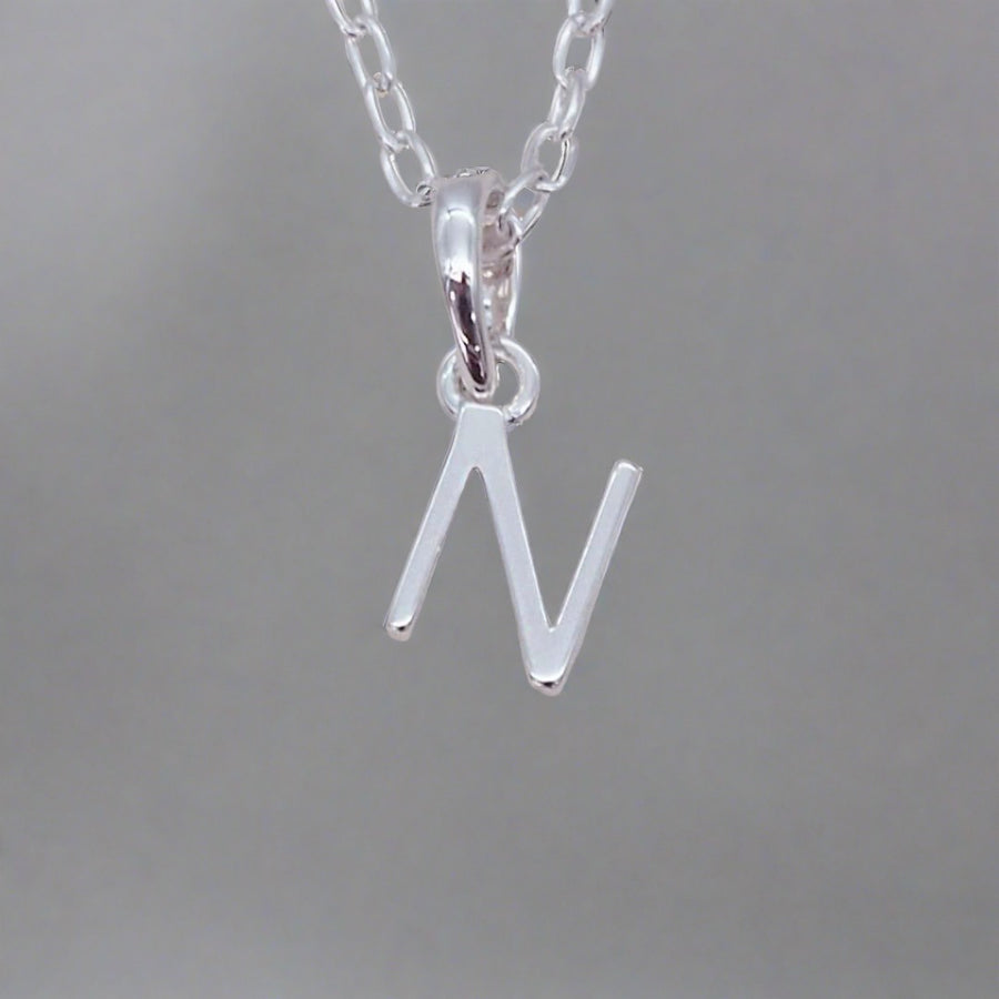 Sterling Silver Initial n pendant Necklace - Sterling silver initial necklaces