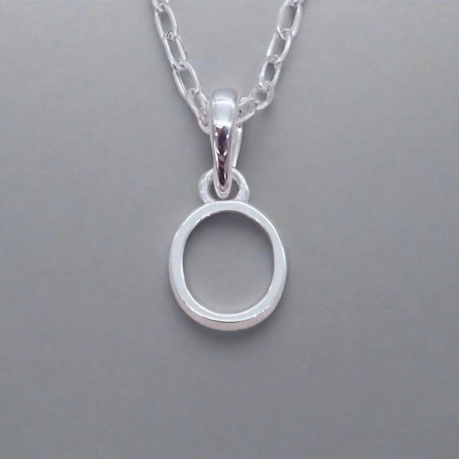 Sterling Silver Initial o pendant Necklace - Sterling silver initial necklaces