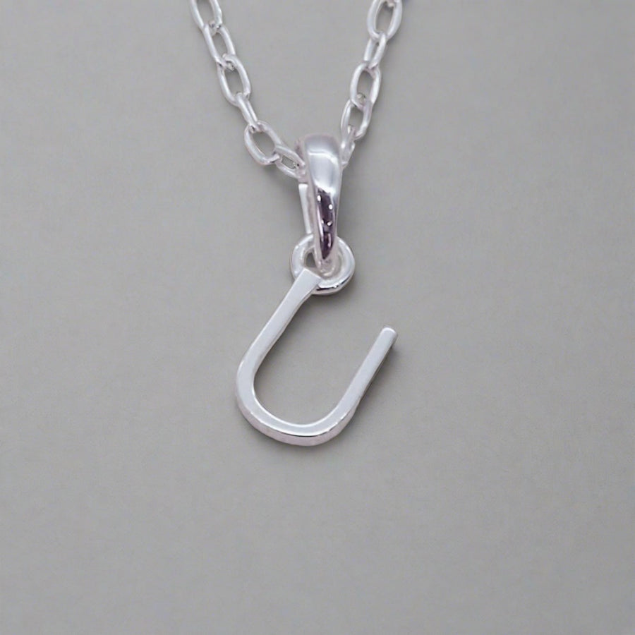 Sterling Silver Initial u pendant Necklace - Sterling silver initial necklaces