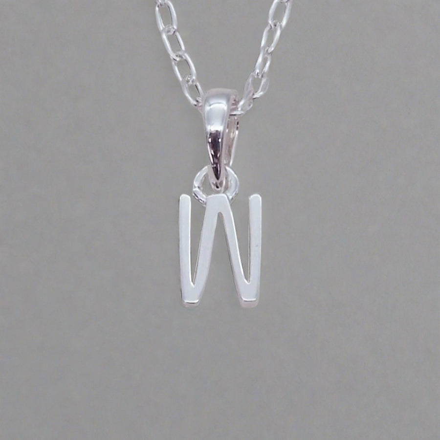 Sterling Silver Initial w pendant Necklace - Sterling silver initial necklaces