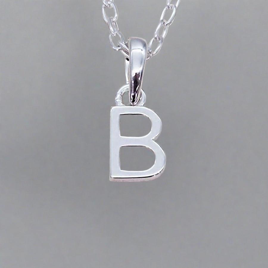 Sterling Silver Initial b pendant Necklace - Sterling silver initial necklaces