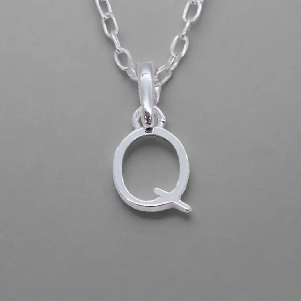 silver initial q necklace - sterling silver initial necklace by indie and harper australia