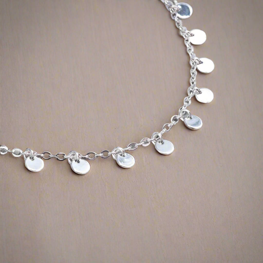 Silver mini disc Necklace by indie and Harper Australia 