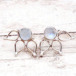 Silver Moonstone Lotus Earrings - womens jewellery by indie and harper