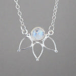 Silver Moonstone Lotus Necklace - womens jewellery by indie and harper