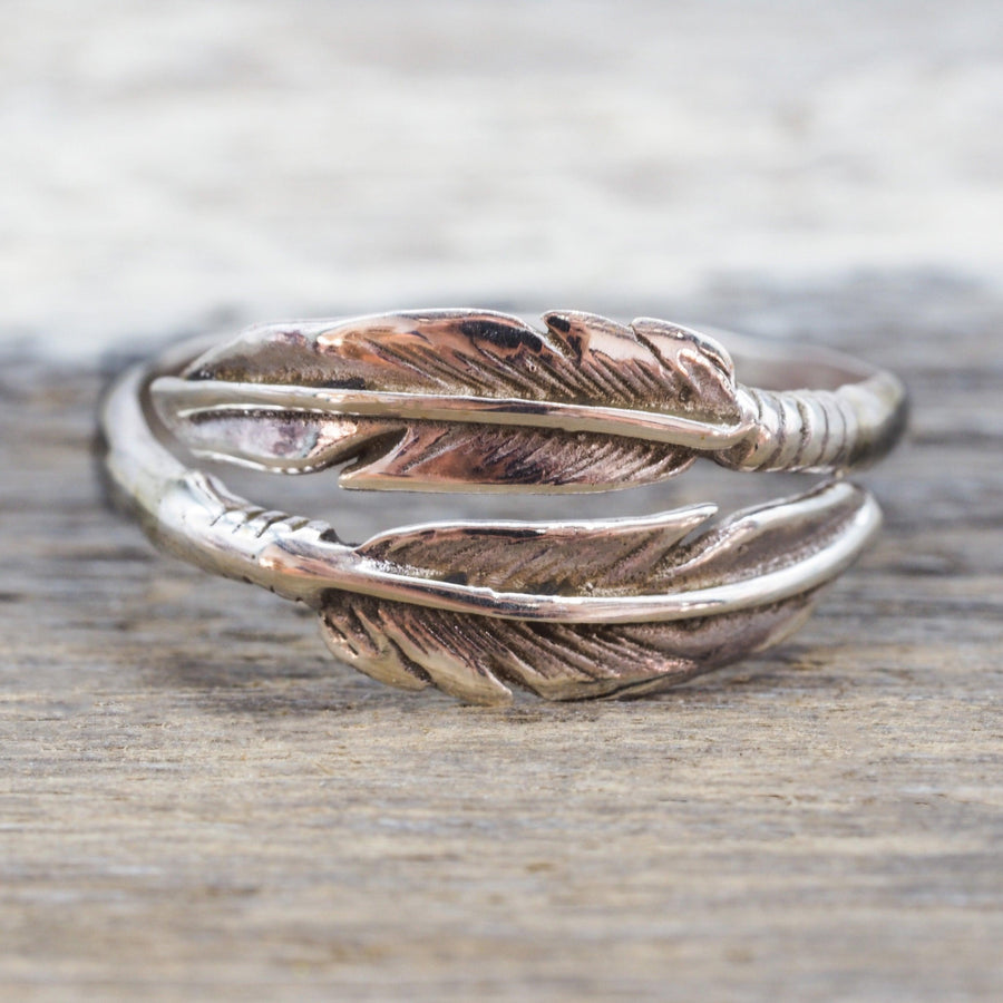 Sterling Silver Navajo Carved Feather Ring - womens Sterling silver jewellery