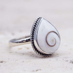 Silver Tear Drop Koru Ring - womens jewellery by indie and harper