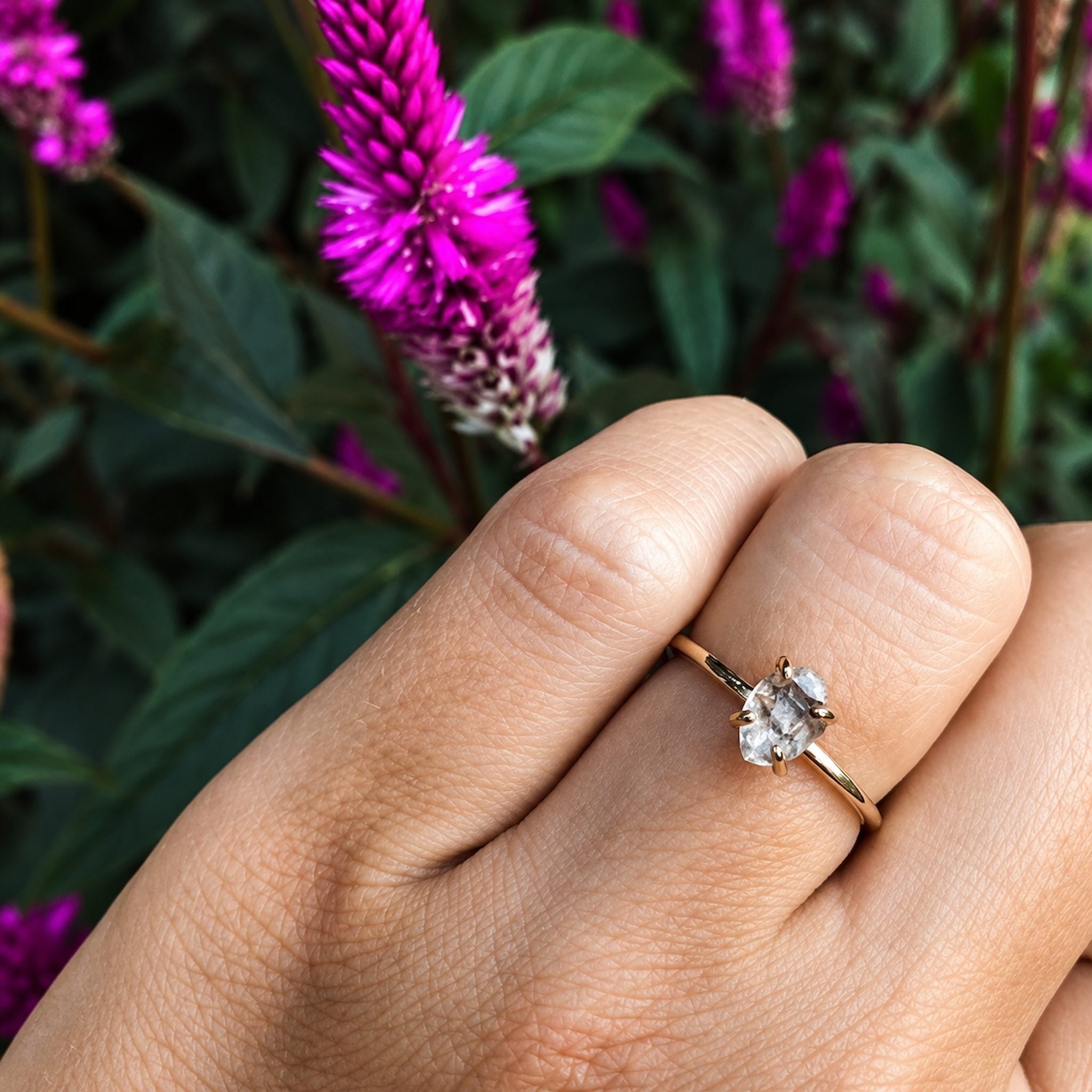 Gold Herkimer Quartz Diamond solid 9k gold Ring - alternative engagement rings by gold jewellery brands indie and harper