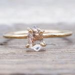 Solid 9k Gold Herkimer Quartz Diamond Ring - womens jewellery by indie and harper
