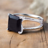 Square Black Onyx Ring - womens jewellery by indie and harper