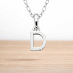 925 sterling silver initial D necklace on a fine chain