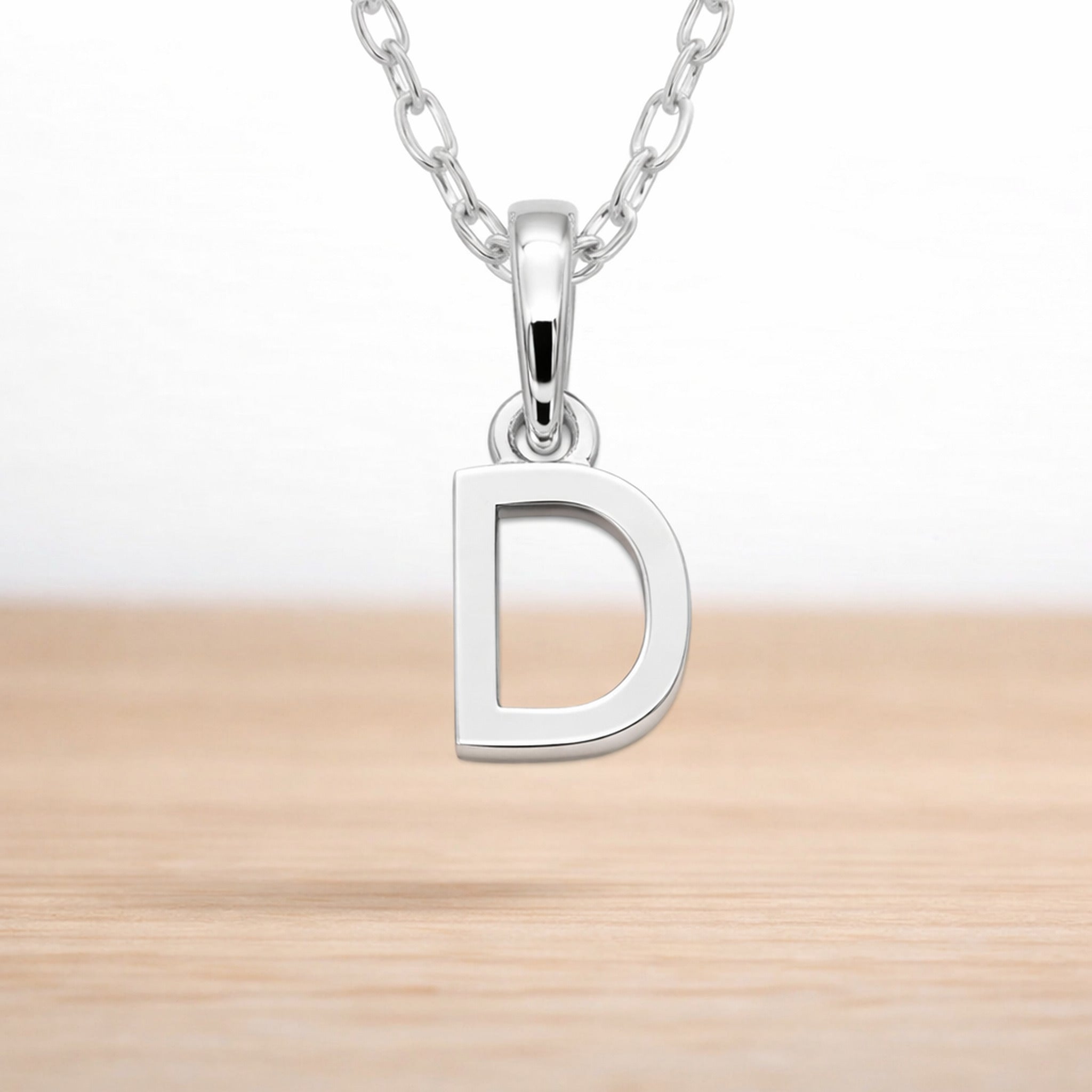 925 sterling silver initial D necklace on a fine chain