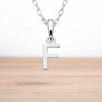 925 sterling silver initial F necklace on a fine chain