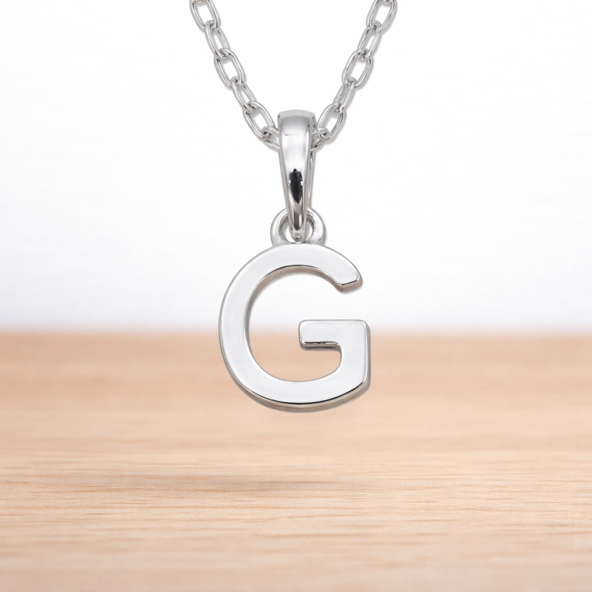 925 sterling silver initial G necklace on a fine chain