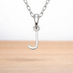 925 sterling silver initial J necklace on a fine chain