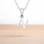 sterling silver initial n pendant on a dainty Sterling Silver chain