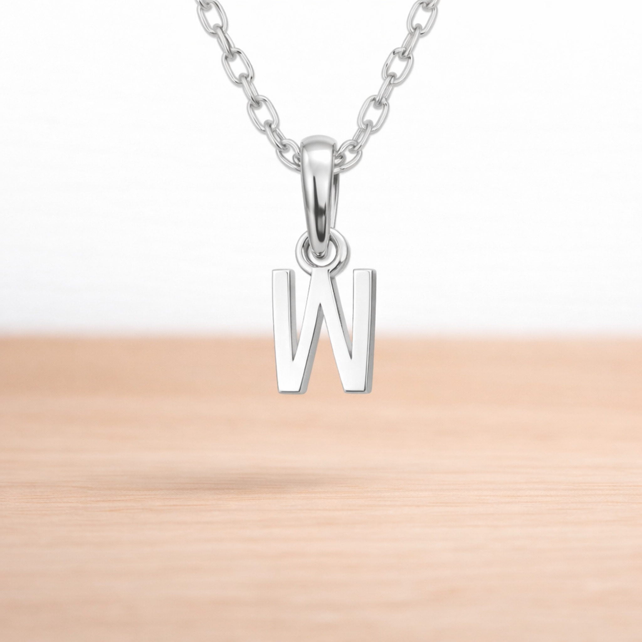 sterling silver initial w pendant on a sterling silver chain