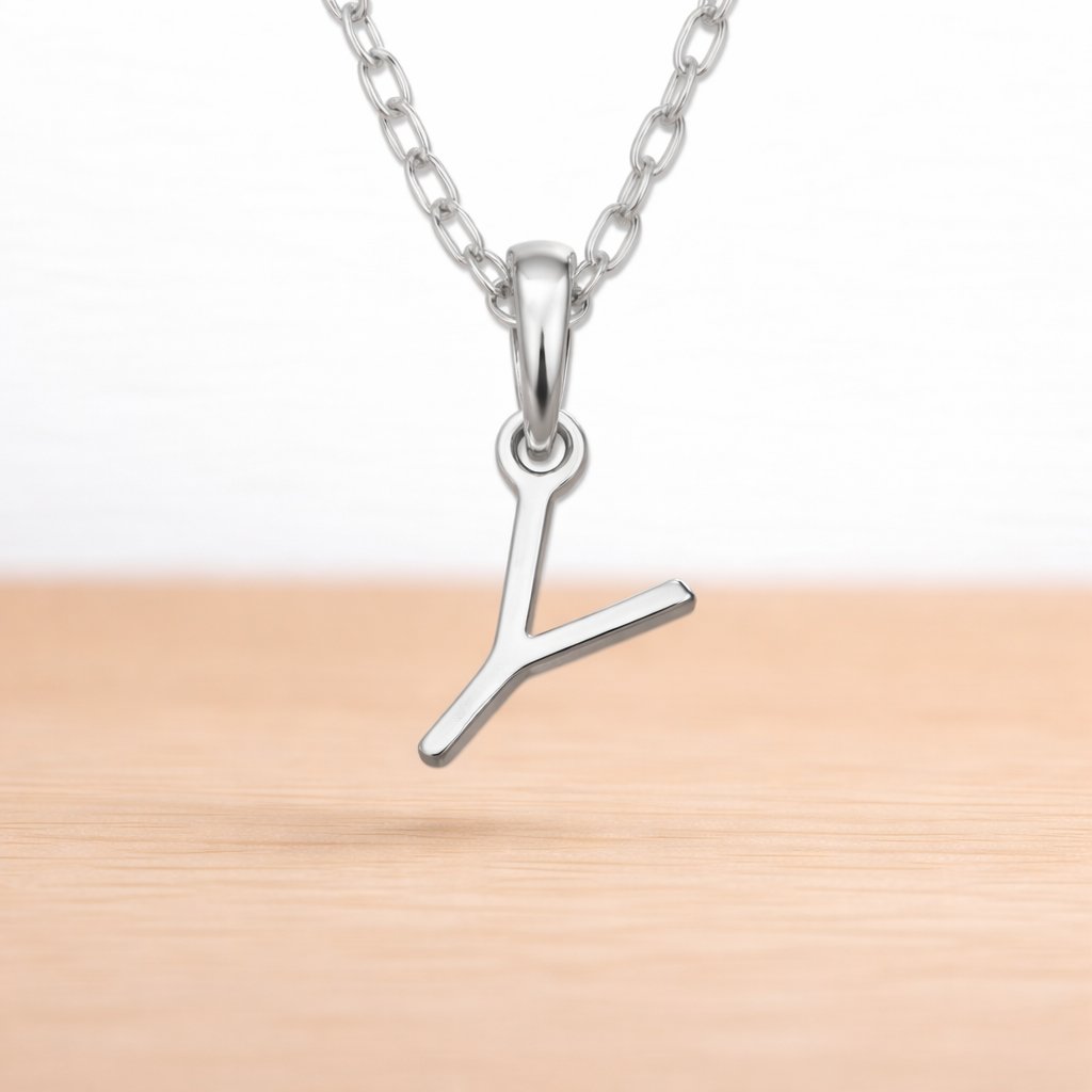 sterling silver initial y pendant on a sterling silver chain