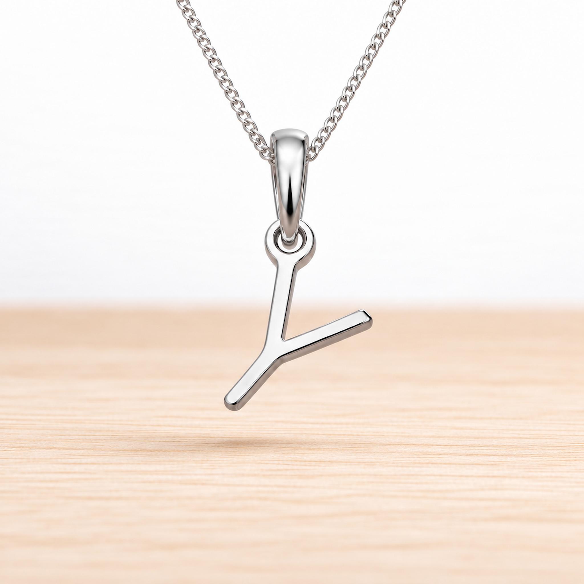 925 sterling silver initial necklace with a minimalist 'Y' pendant on a fine chain