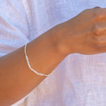 sterling silver Moonstone beaded Bracelet being worn