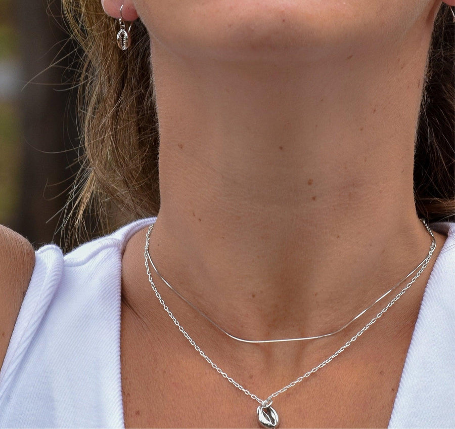 Woman wearing dainty chain Sterling Silver Necklace - womens Sterling silver jewellery Australia 