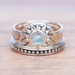 indie and harper Sterling silver sunrise moonstone ring - moonstone jewellery australia