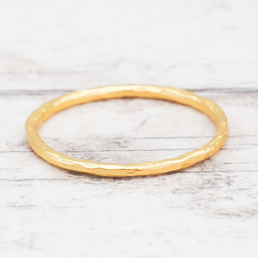Hammered Gold Stacker Ring - womens gold jewellery Australia 