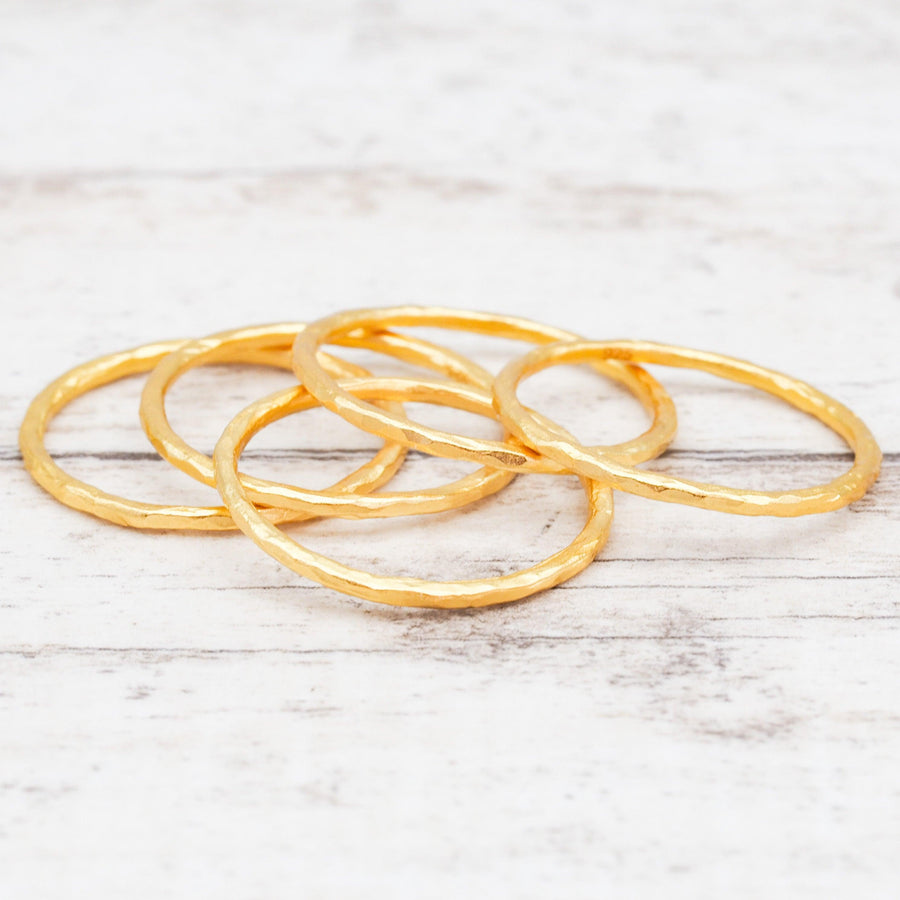 Hammered Gold Stacker Rings - womens gold jewellery Australia