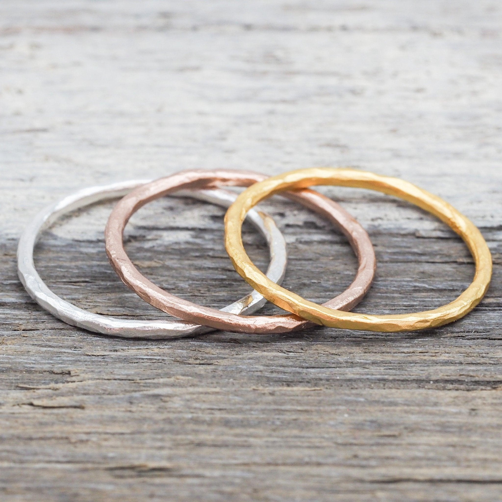 Sterling silver, rose gold and gold Stacker Rings - womens jewelry by online jewelry brand indie and harper
