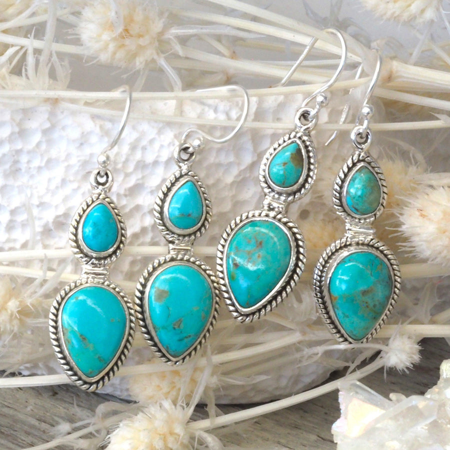 Sterling silver Turquoise Earrings - womens turquoise jewellery 