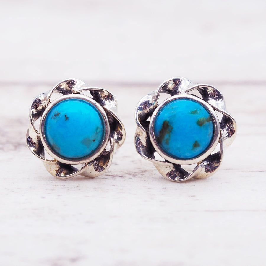 Turquoise earrings made with sterling silver - womens turquoise jewellery by indie and harper