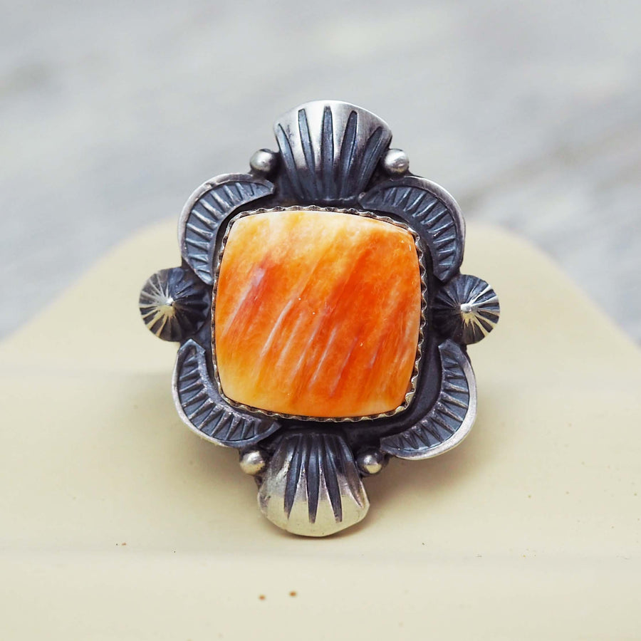 Unique Spiny Oyster Navajo Ring - womens jewellery by indie and harper