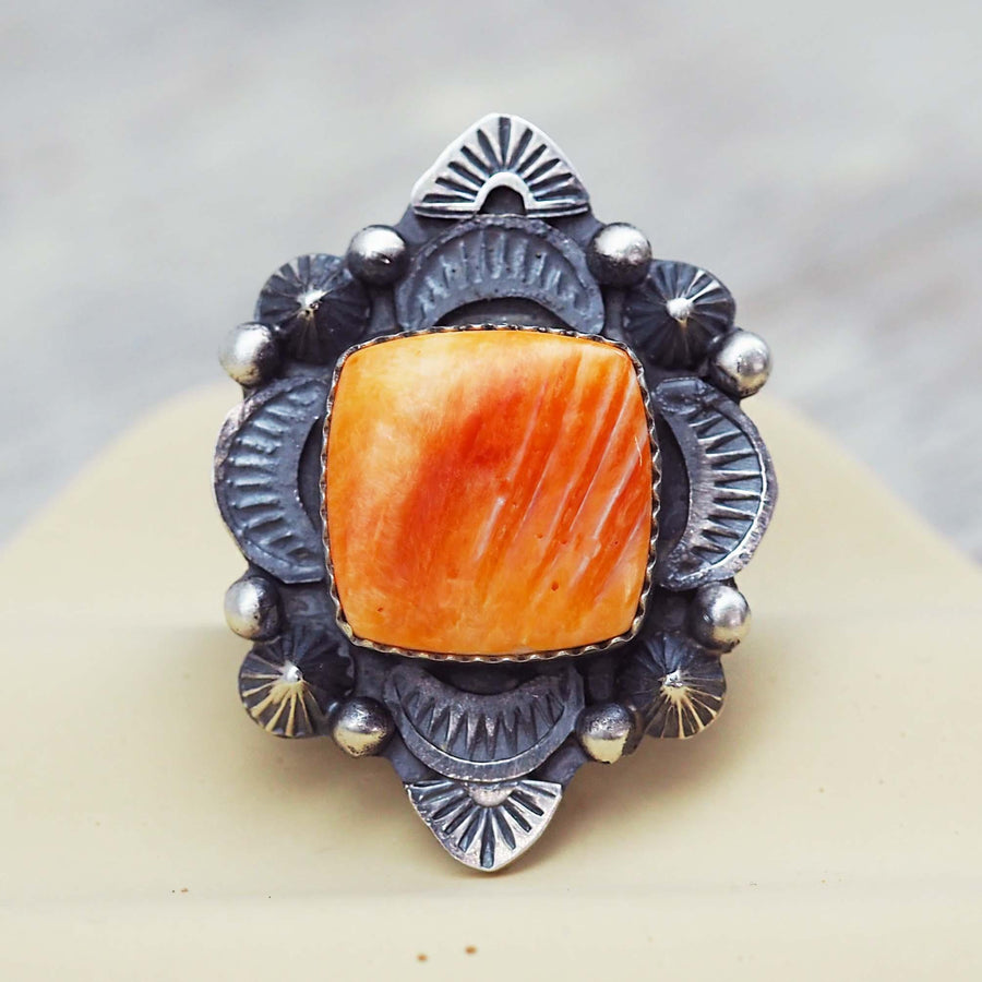 Unique Spiny Oyster Navajo Ring - womens jewellery by indie and harper