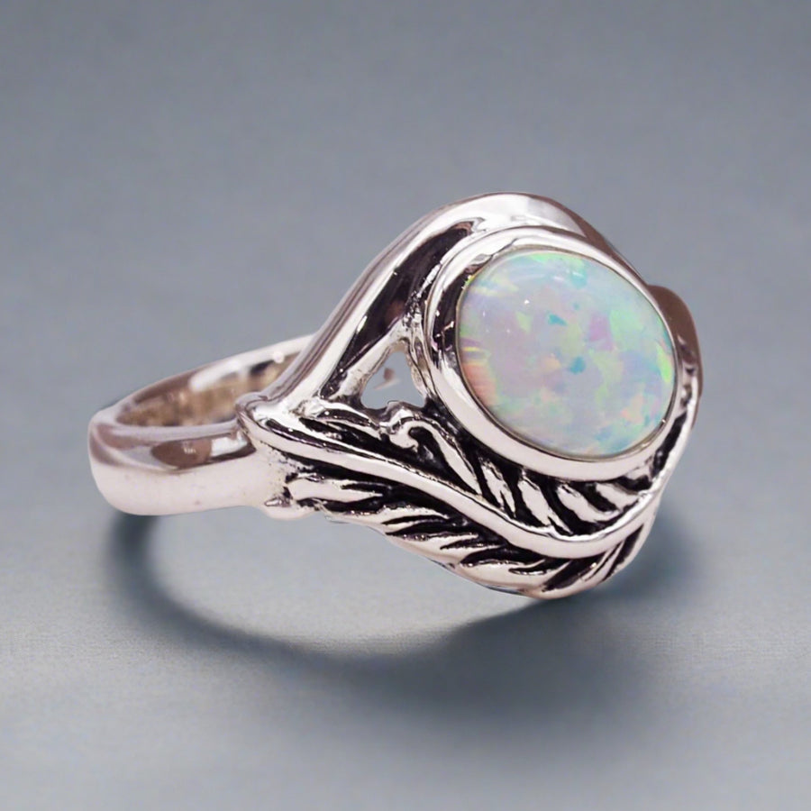 White Opal Ring - womens opal jewellery - Australian jewellery brand