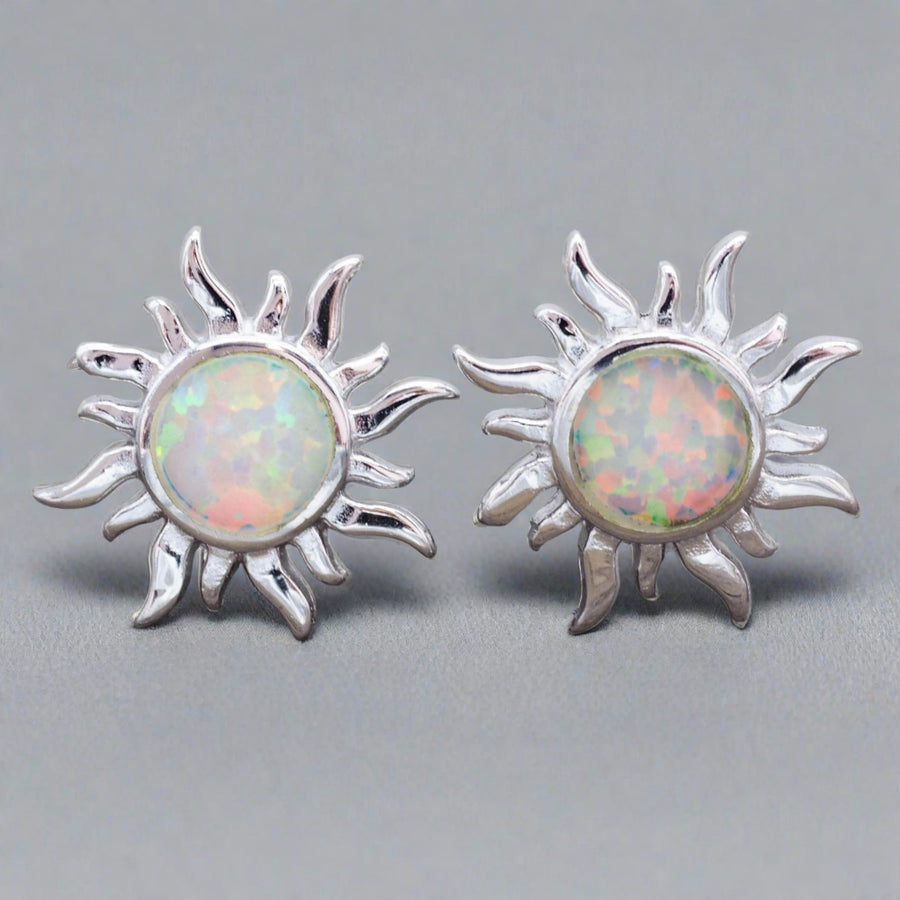 sterling silver white opal earrings - womens opal jewellery - Australian jewellery brand
